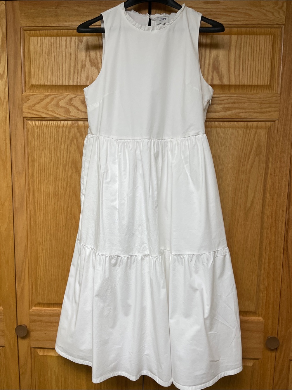 J. Crew White Sleeveless Tiered Midi Dress -Size 8